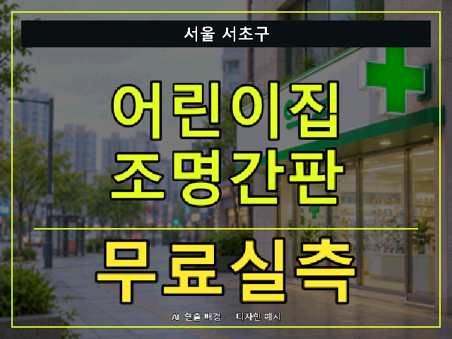 서울 서초구 어린이집 조명간판 무료실측 안내 썸네일 · AI 연출 배경