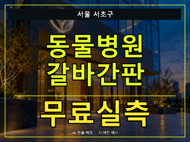 서울 서초구 동물병원 갈바간판 무료실측 안내 썸네일 · AI 연출 배경