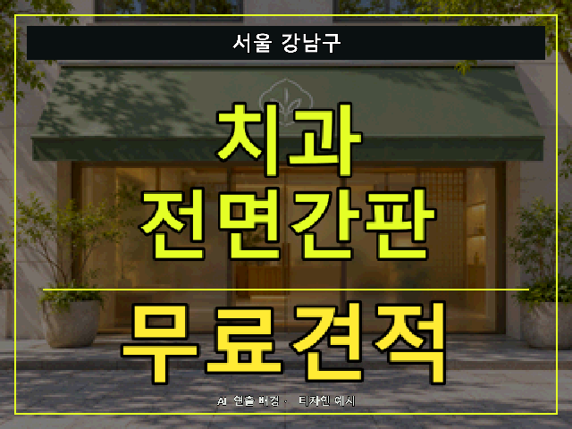 서울 강남구 치과 전면간판 무료견적 안내 썸네일 · AI 연출 배경