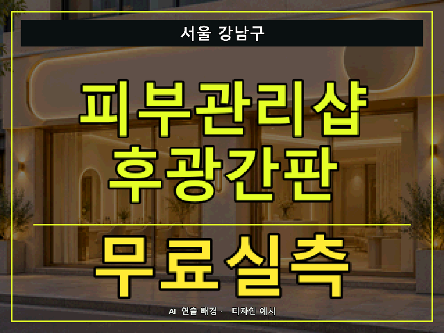 서울 강남구 피부관리샵 후광간판 무료실측 안내 썸네일 · AI 연출 배경