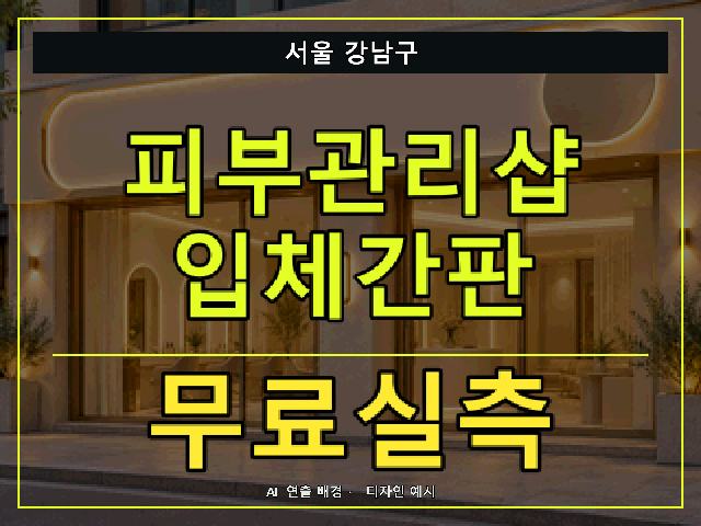 서울 강남구 피부관리샵 입체간판 무료실측 안내 썸네일 · AI 연출 배경
