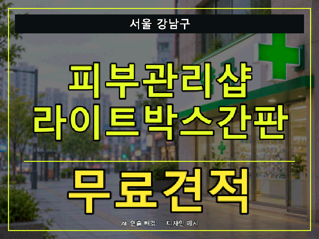 서울 강남구 피부관리샵 라이트박스간판 무료견적 안내 썸네일 · AI 연출 배경