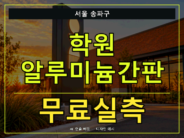 서울 송파구 학원 알루미늄간판 무료실측 안내 썸네일 · AI 연출 배경
