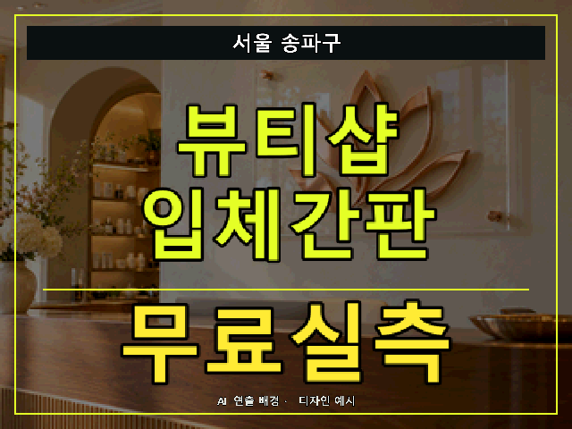 서울 송파구 뷰티샵 입체간판 무료실측 안내 썸네일 · AI 연출 배경
