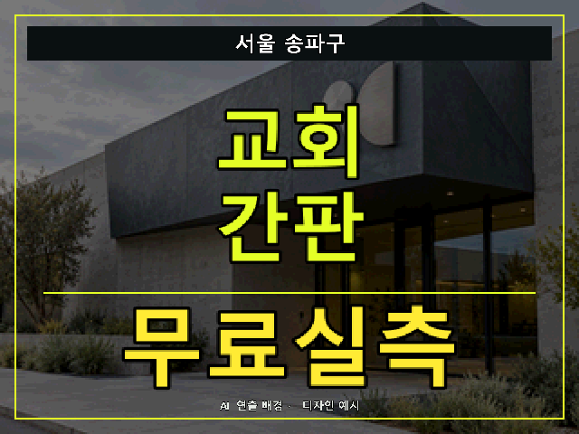 서울 송파구 교회 간판 무료실측 안내 썸네일 · AI 연출 배경