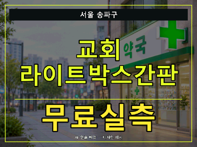 서울 송파구 교회 라이트박스간판 무료실측 안내 썸네일 · AI 연출 배경
