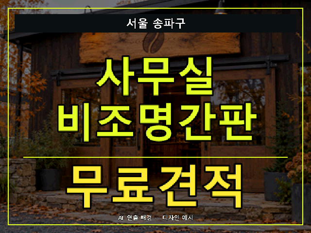서울 송파구 사무실 비조명간판 무료견적 안내 썸네일 · AI 연출 배경