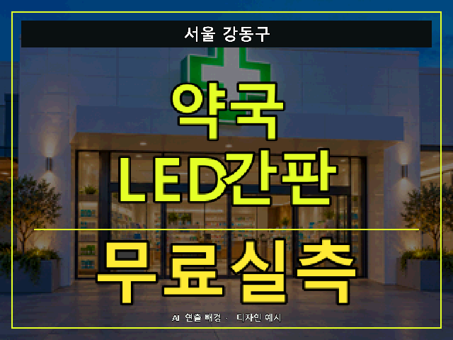 서울 강동구 약국 LED간판 무료실측 안내 썸네일 · AI 연출 배경