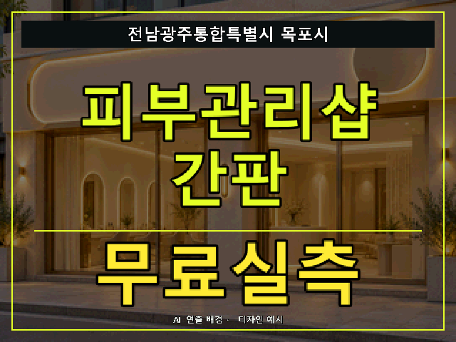 전남광주통합특별시 목포시 피부관리샵 간판 무료실측 안내 썸네일 · AI 연출 배경