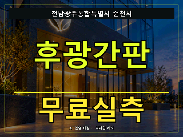 전남광주통합특별시 순천시 후광간판 무료실측 안내 썸네일 · AI 연출 배경