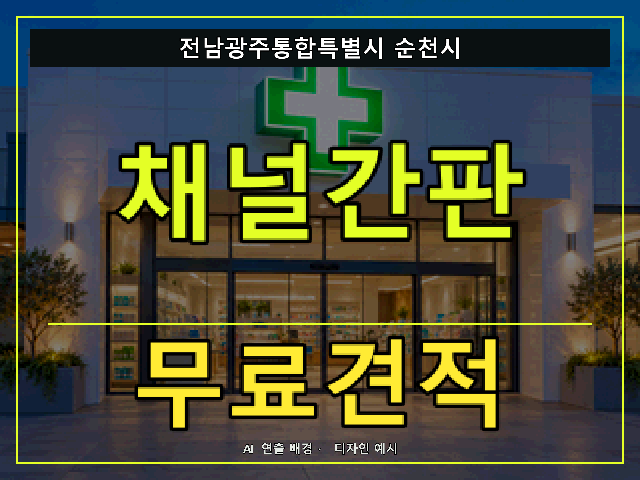 전남광주통합특별시 순천시 채널간판 무료견적 안내 썸네일 · AI 연출 배경