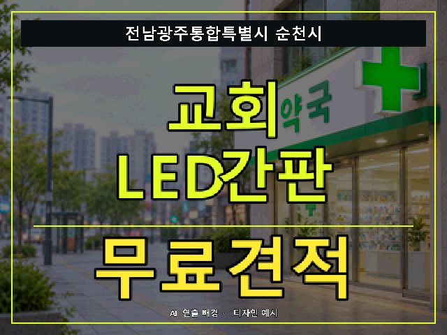 전남광주통합특별시 순천시 교회 LED간판 무료견적 안내 썸네일 · AI 연출 배경