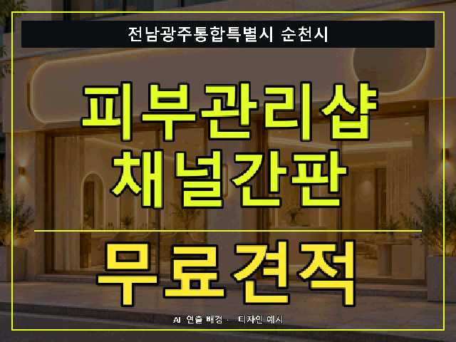 전남광주통합특별시 순천시 피부관리샵 채널간판 무료견적 안내 썸네일 · AI 연출 배경