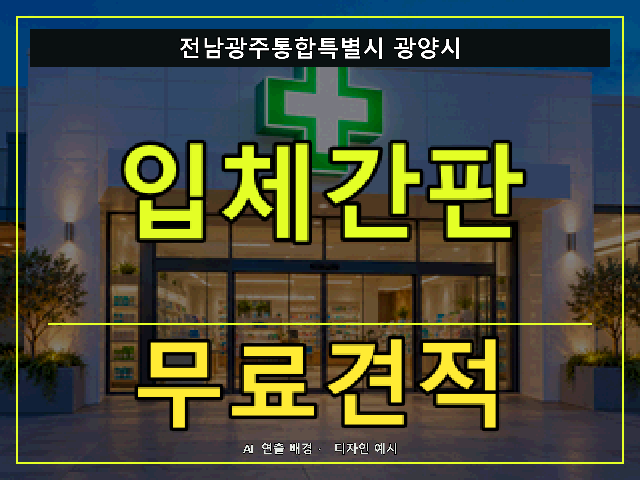 전남광주통합특별시 광양시 입체간판 무료견적 안내 썸네일 · AI 연출 배경