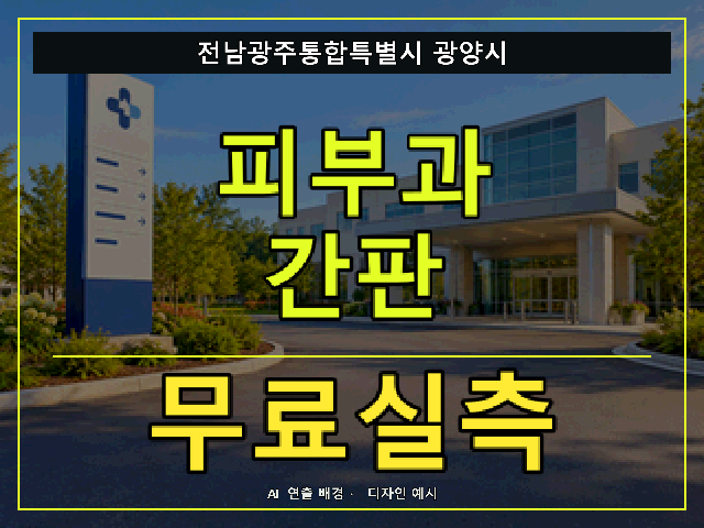 전남광주통합특별시 광양시 피부과 간판 무료실측 안내 썸네일 · AI 연출 배경