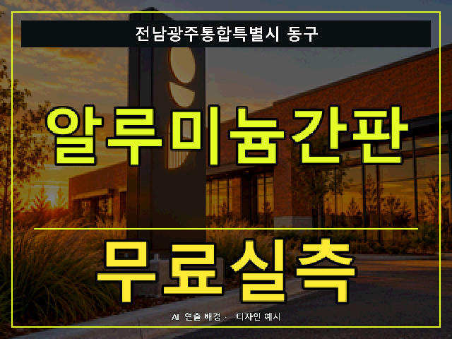 전남광주통합특별시 동구 알루미늄간판 무료실측 안내 썸네일 · AI 연출 배경