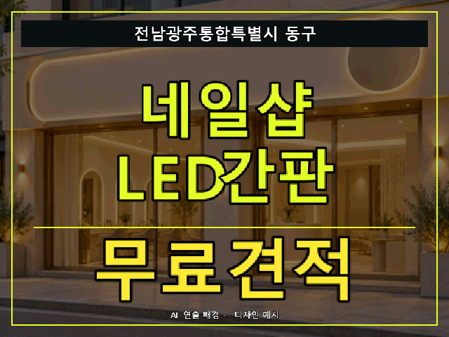 전남광주통합특별시 동구 네일샵 LED간판 무료견적 안내 썸네일 · AI 연출 배경