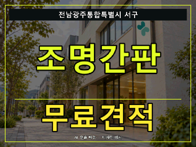 전남광주통합특별시 서구 조명간판 무료견적 안내 썸네일 · AI 연출 배경