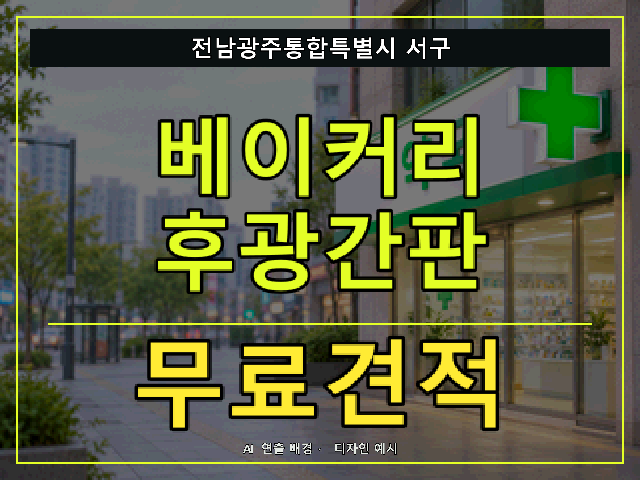 전남광주통합특별시 서구 베이커리 후광간판 무료견적 안내 썸네일 · AI 연출 배경