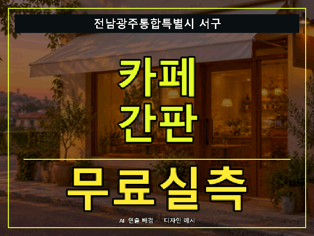 전남광주통합특별시 서구 카페 간판 무료실측 안내 썸네일 · AI 연출 배경