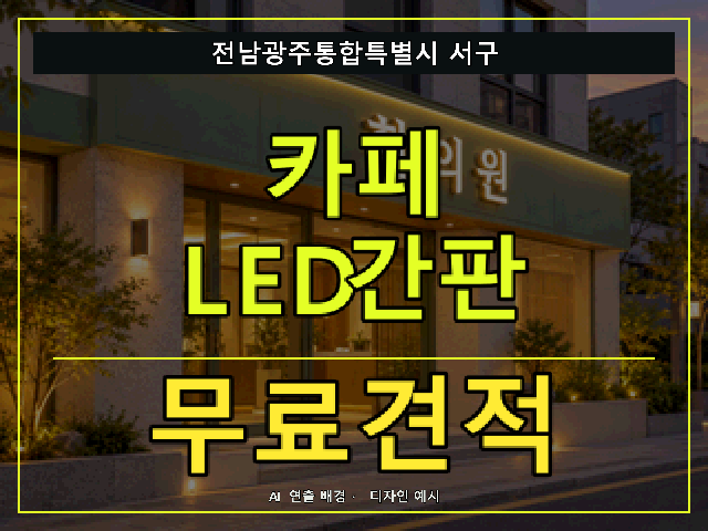 전남광주통합특별시 서구 카페 LED간판 무료견적 안내 썸네일 · AI 연출 배경