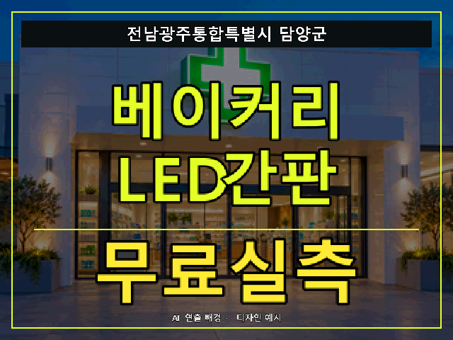 전남광주통합특별시 담양군 베이커리 LED간판 무료실측 안내 썸네일 · AI 연출 배경
