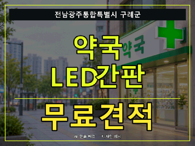 전남광주통합특별시 구례군 약국 LED간판 무료견적 안내 썸네일 · AI 연출 배경