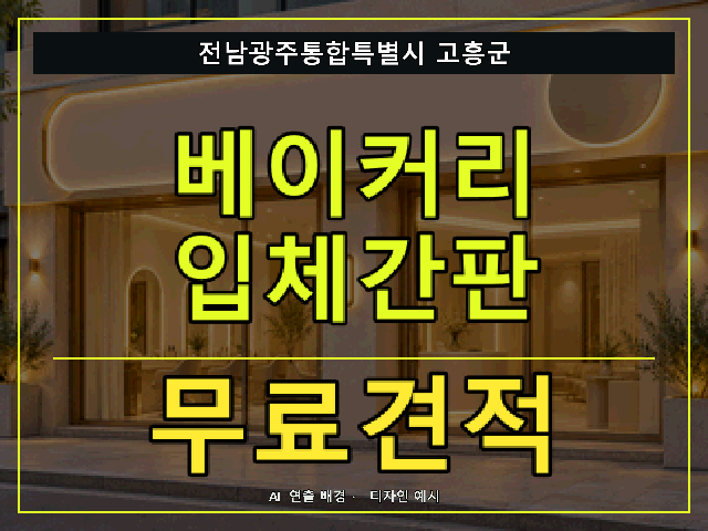 전남광주통합특별시 고흥군 베이커리 입체간판 무료견적 안내 썸네일 · AI 연출 배경