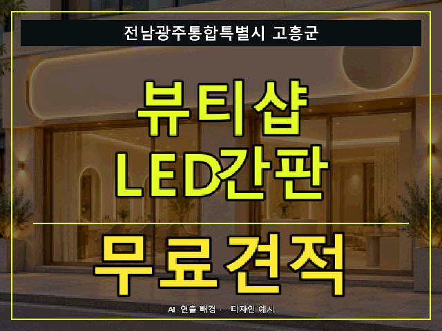 전남광주통합특별시 고흥군 뷰티샵 LED간판 무료견적 안내 썸네일 · AI 연출 배경