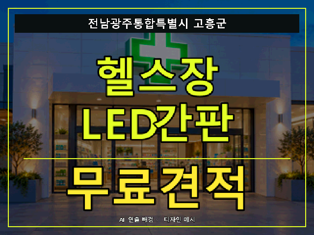 전남광주통합특별시 고흥군 헬스장 LED간판 무료견적 안내 썸네일 · AI 연출 배경