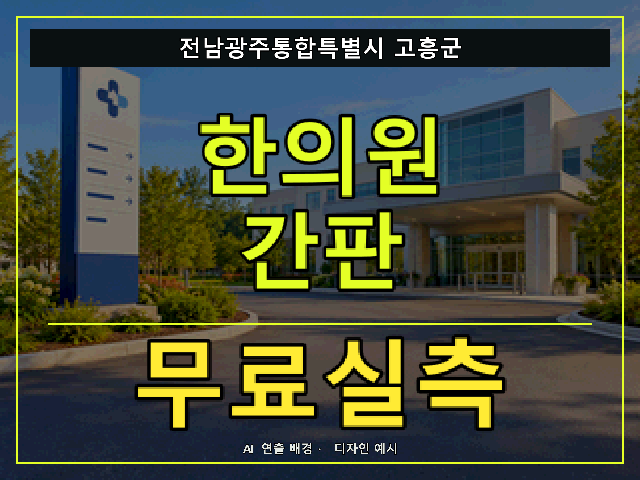 전남광주통합특별시 고흥군 한의원 간판 무료실측 안내 썸네일 · AI 연출 배경