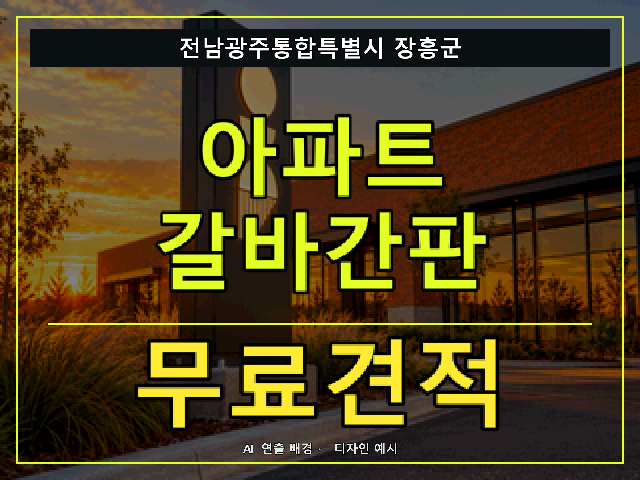 전남광주통합특별시 장흥군 아파트 갈바간판 무료견적 안내 썸네일 · AI 연출 배경