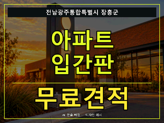 전남광주통합특별시 장흥군 아파트 입간판 무료견적 안내 썸네일 · AI 연출 배경
