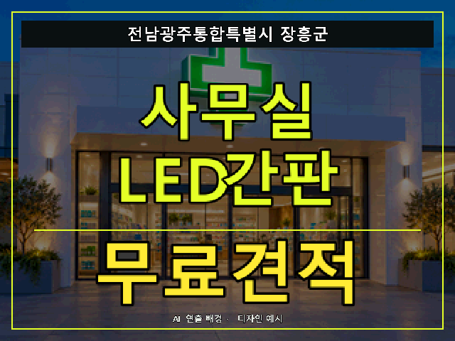전남광주통합특별시 장흥군 사무실 LED간판 무료견적 안내 썸네일 · AI 연출 배경