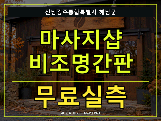 전남광주통합특별시 해남군 마사지샵 비조명간판 무료실측 안내 썸네일 · AI 연출 배경