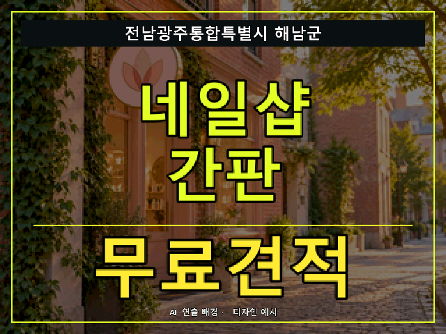전남광주통합특별시 해남군 네일샵 간판 무료견적 안내 썸네일 · AI 연출 배경