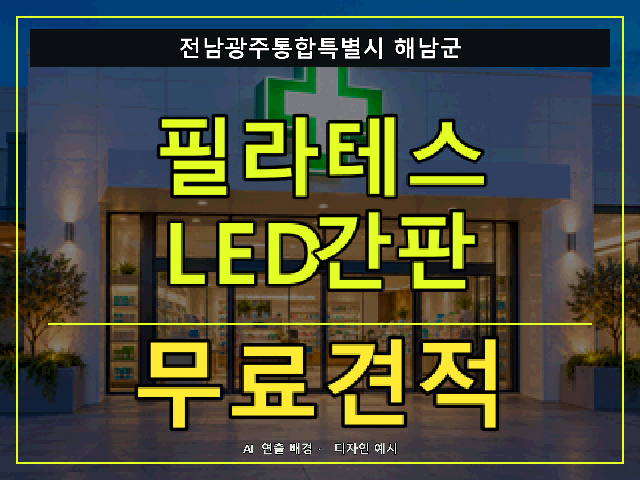 전남광주통합특별시 해남군 필라테스 LED간판 무료견적 안내 썸네일 · AI 연출 배경