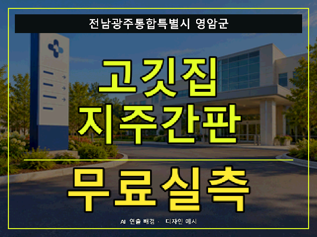 전남광주통합특별시 영암군 고깃집 지주간판 무료실측 안내 썸네일 · AI 연출 배경
