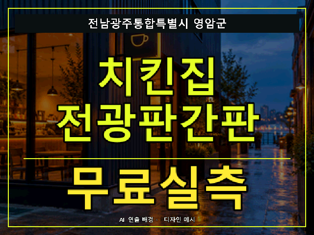 전남광주통합특별시 영암군 치킨집 전광판간판 무료실측 안내 썸네일 · AI 연출 배경