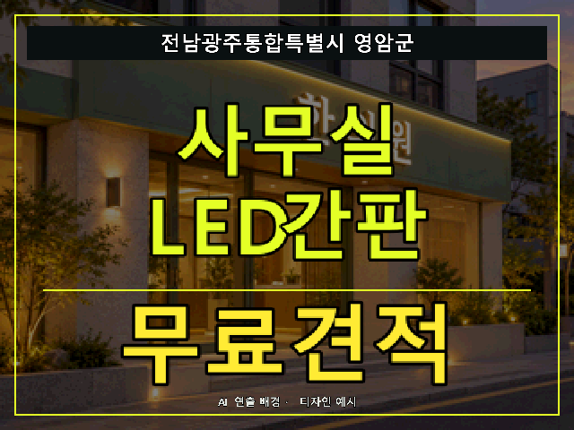 전남광주통합특별시 영암군 사무실 LED간판 무료견적 안내 썸네일 · AI 연출 배경