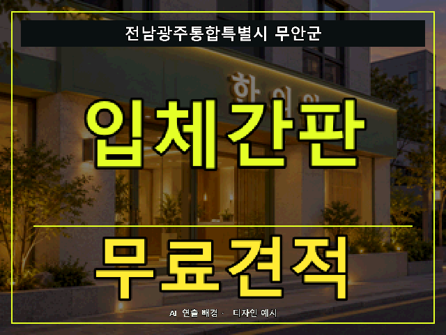 전남광주통합특별시 무안군 입체간판 무료견적 안내 썸네일 · AI 연출 배경