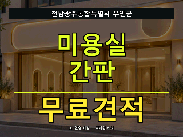 전남광주통합특별시 무안군 미용실 간판 무료견적 안내 썸네일 · AI 연출 배경