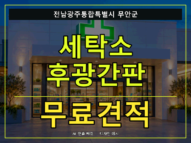 전남광주통합특별시 무안군 세탁소 후광간판 무료견적 안내 썸네일 · AI 연출 배경