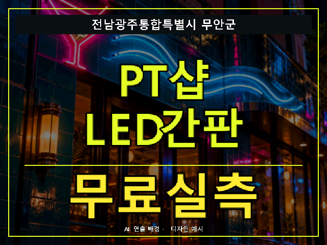 전남광주통합특별시 무안군 PT샵 LED간판 무료실측 안내 썸네일 · AI 연출 배경