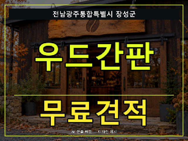 전남광주통합특별시 장성군 우드간판 무료견적 안내 썸네일 · AI 연출 배경
