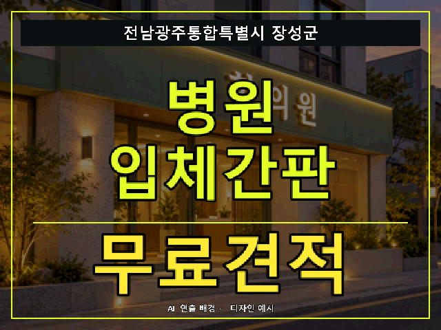 전남광주통합특별시 장성군 병원 입체간판 무료견적 안내 썸네일 · AI 연출 배경