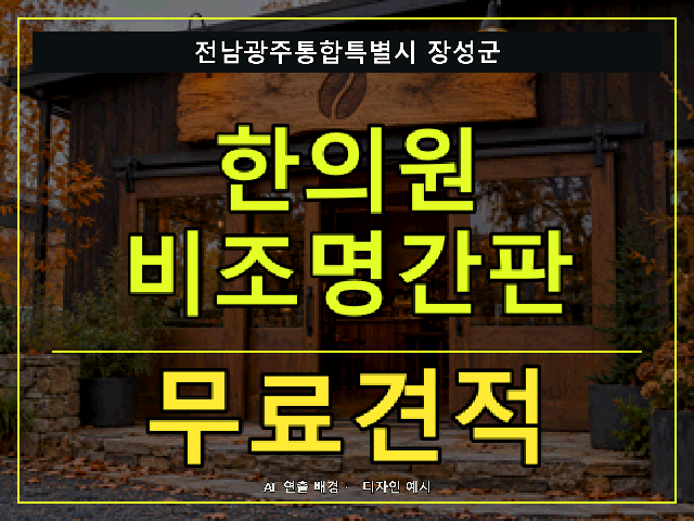 전남광주통합특별시 장성군 한의원 비조명간판 무료견적 안내 썸네일 · AI 연출 배경