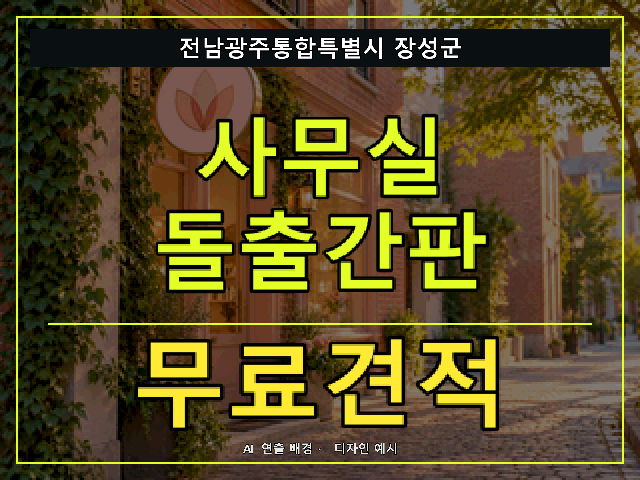 전남광주통합특별시 장성군 사무실 돌출간판 무료견적 안내 썸네일 · AI 연출 배경