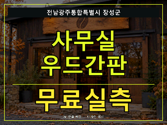 전남광주통합특별시 장성군 사무실 우드간판 무료실측 안내 썸네일 · AI 연출 배경