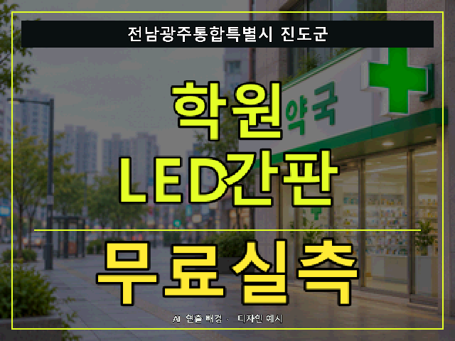 전남광주통합특별시 진도군 학원 LED간판 무료실측 안내 썸네일 · AI 연출 배경